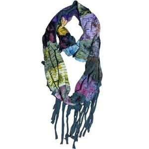 Boho Tie Dye Patchwork Shawl Wrap Infinity Scarf Colorful Hippie Festival OS